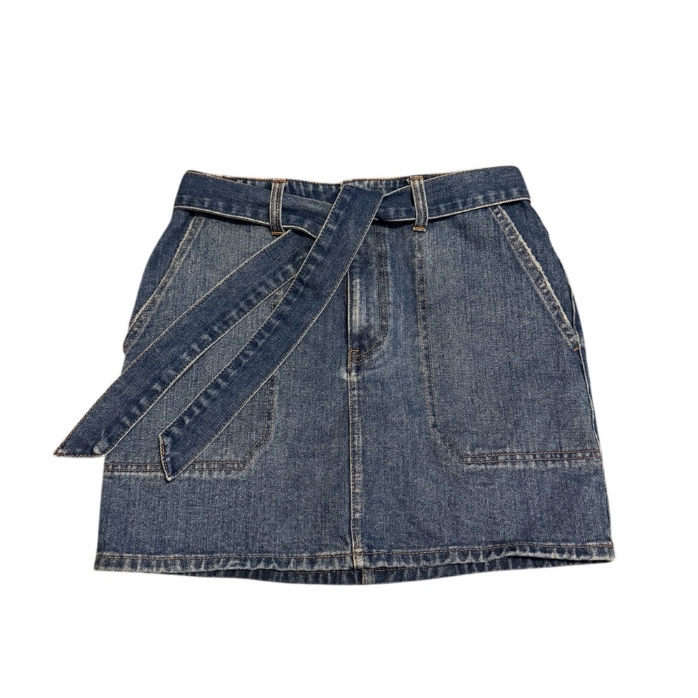 Billabong Front Tie Denim Mini Skirt with Belt